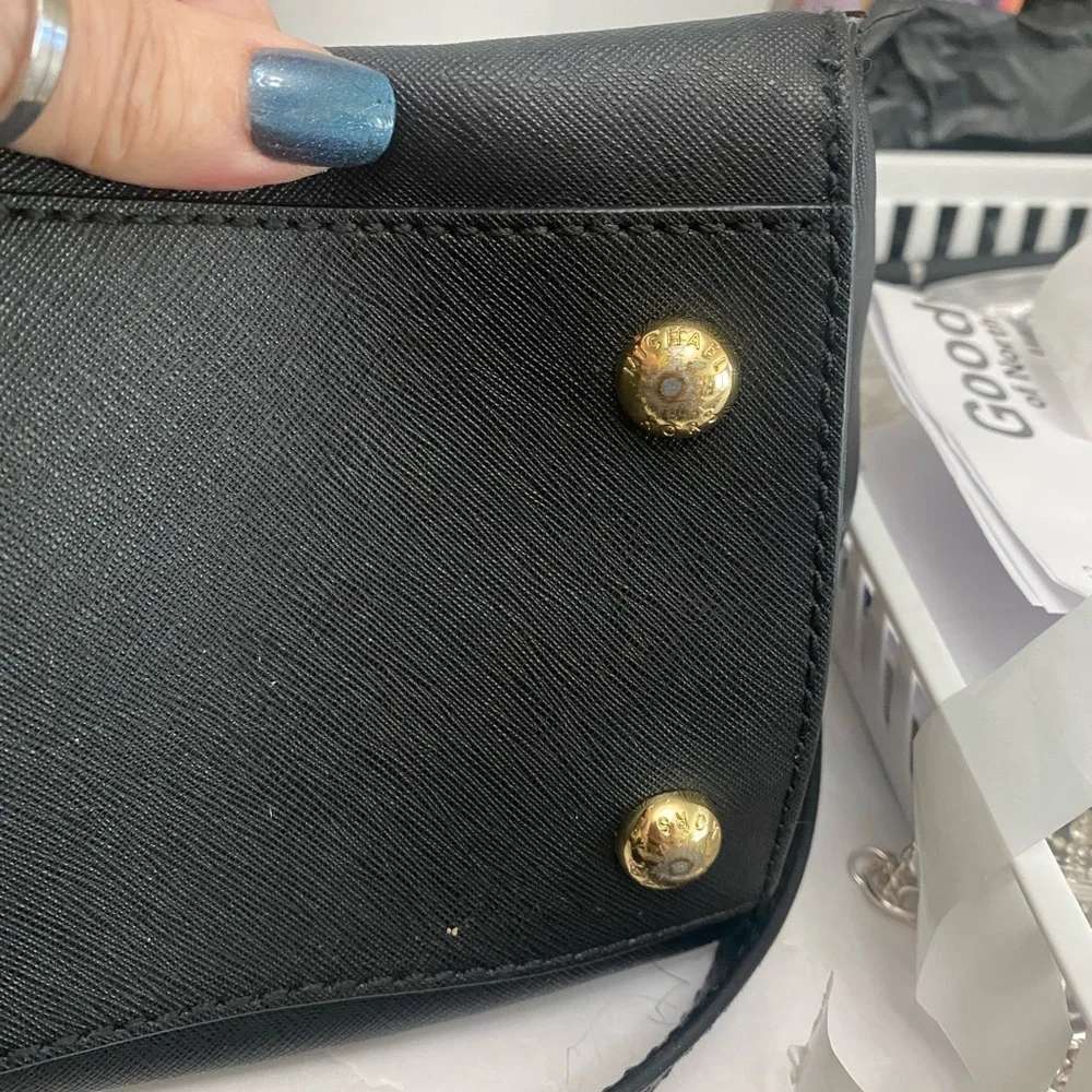 Michael Kors Hamilton Black Satchel with Gold Accents
